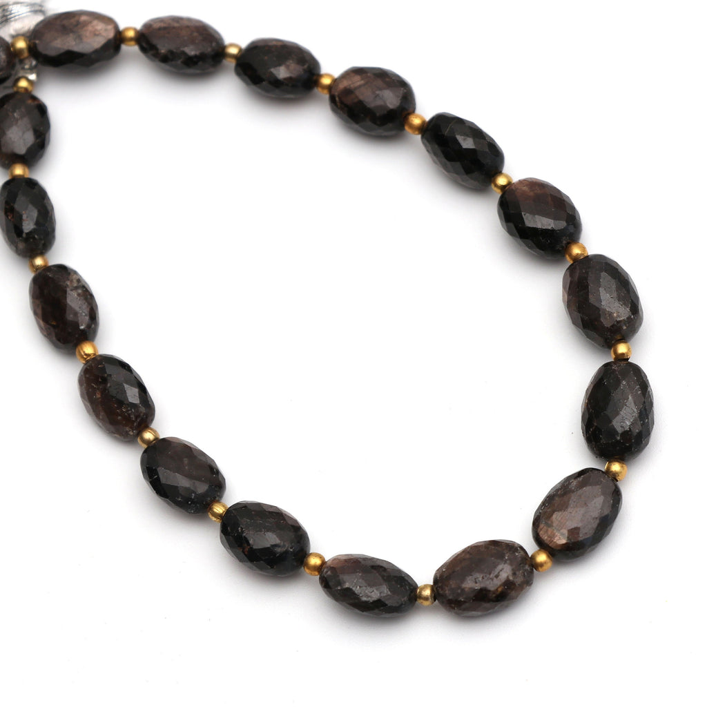 Golden Sheen Sapphire Faceted Oval Beads - 7x9 mm to 8x11 mm - Sheen Sapphire - Gem Quality , 20 Cm Full Strand, Price Per Strand - National Facets, Gemstone Manufacturer, Natural Gemstones, Gemstone Beads