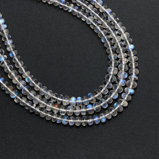 Natural Rainbow Moonstone Smooth Roundel Beads, 3 mm to 5 mm, Rainbow Beads, Moonstone Strand, 8 Inch/16 inch Full Strand, per strand price