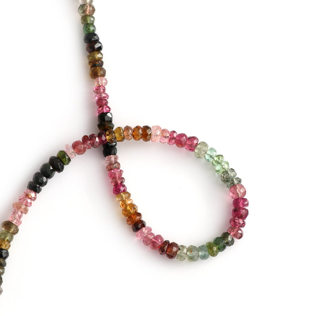 Multi Tourmaline Faceted Beads - 4 mm to 5 mm - Multi Tourmaline - Gem Quality , 8 Inch/ 20 Cm Full Strand, Price Per Strand - National Facets, Gemstone Manufacturer, Natural Gemstones, Gemstone Beads