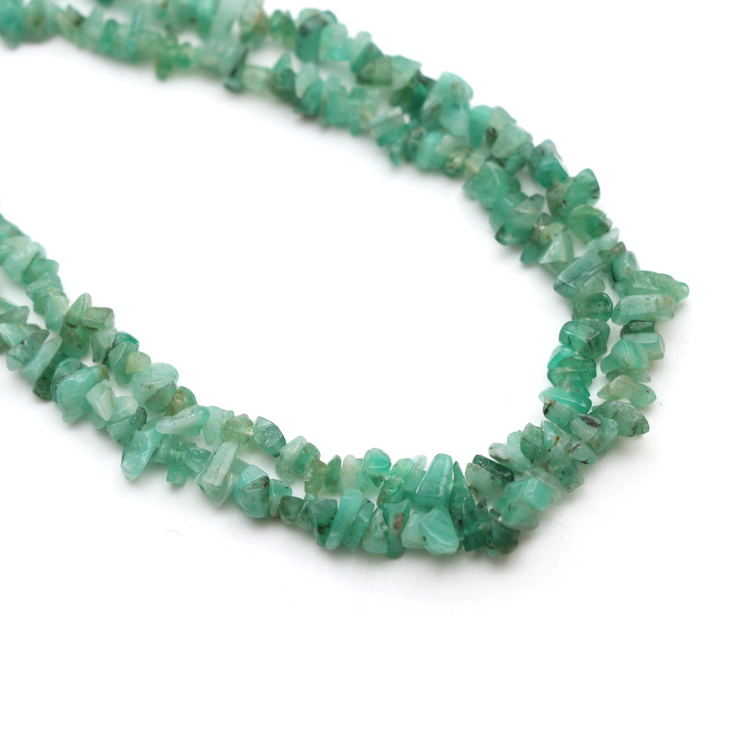 Natural Emerald Smooth Nuggets Beads | 4x5 mm to 4x7 mm | Necklace for Women | 34 Inch Full Strand | Pack of 5 Strands - National Facets, Gemstone Manufacturer, Natural Gemstones, Gemstone Beads