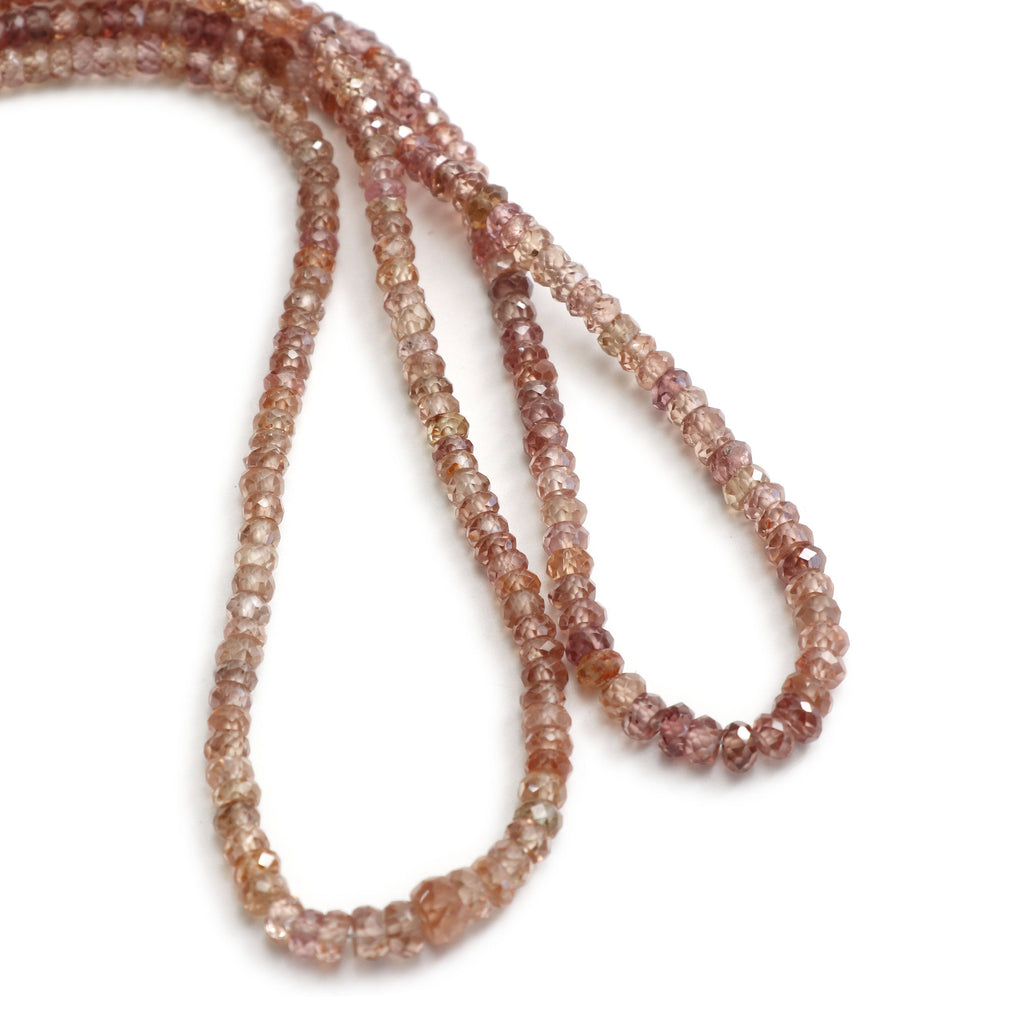 Natural Golden Zircon Faceted Roundelle Beads | Zircon Necklace | 3 mm to 5 mm | 8 Inch/ 16 Inch/ 18 Inch Full Strand | Price Per Strand - National Facets, Gemstone Manufacturer, Natural Gemstones, Gemstone Beads