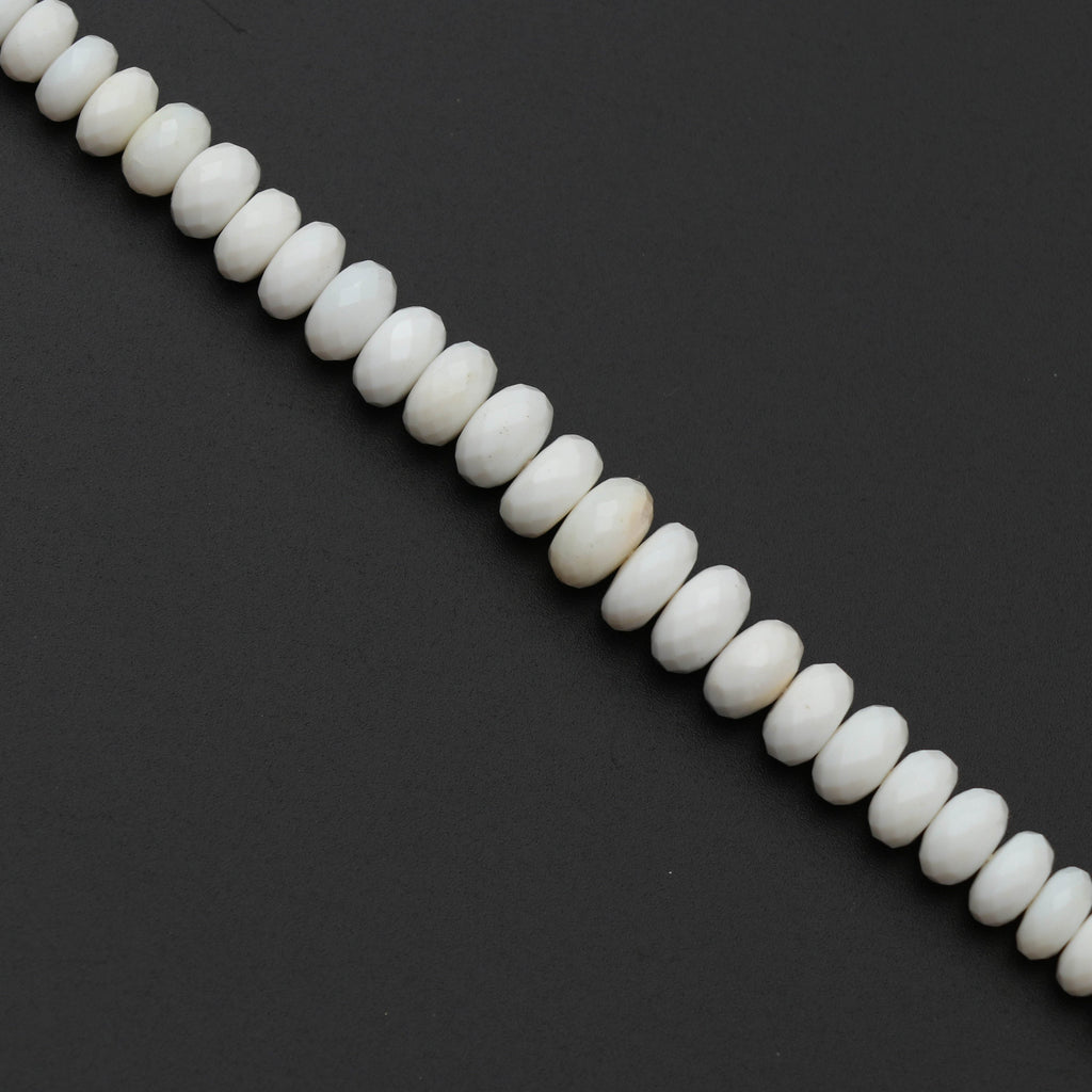 White Opal Faceted Roundel Beads, Opal Beads - 5 mm to 8.5 mm -White Opal Faceted - Gem Quality, 8 Inch/ 20 Cm Full Strand, Price Per Strand - National Facets, Gemstone Manufacturer, Natural Gemstones, Gemstone Beads