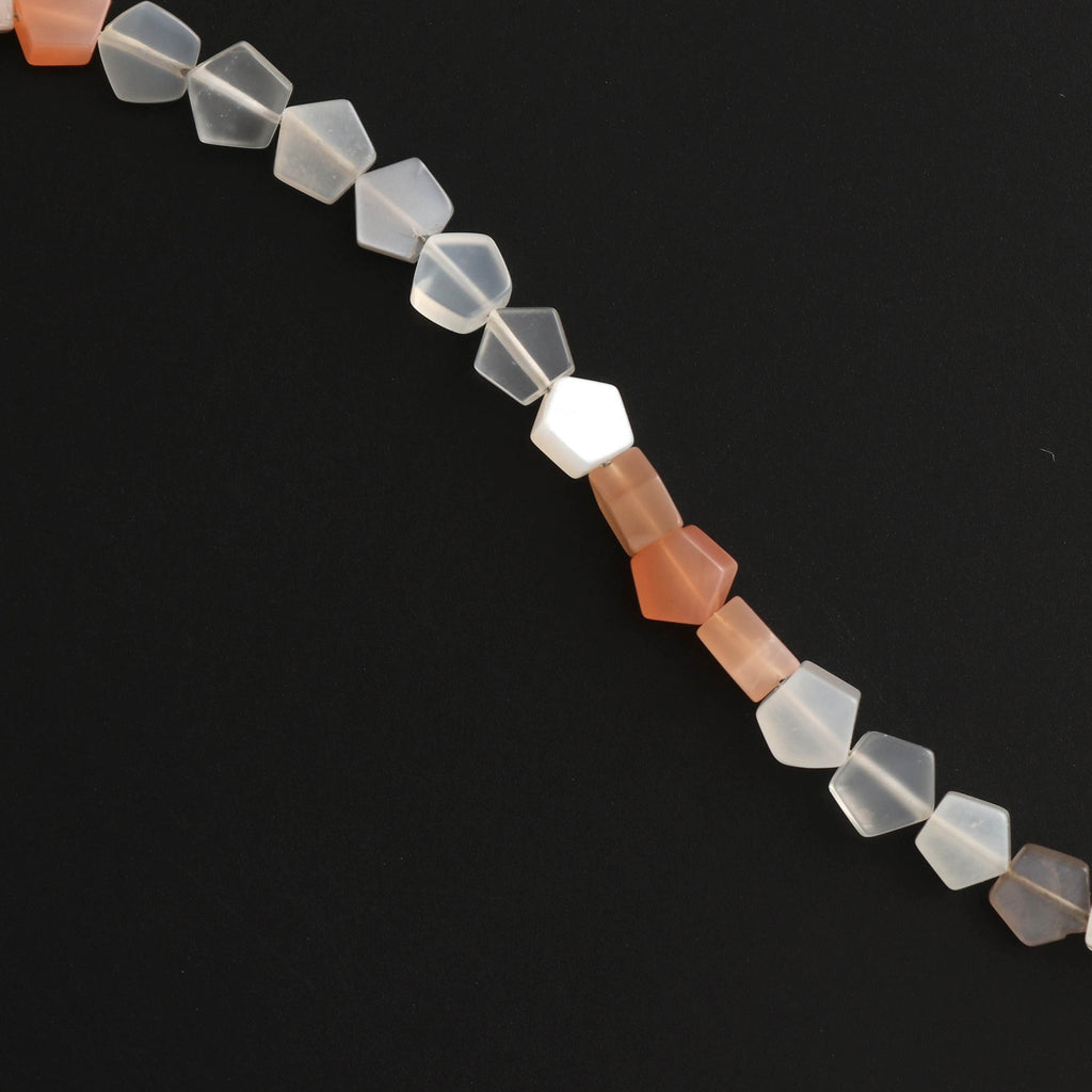 Best Quality Natural Multi Moonstone Pentagon Beads, 4.5 mm to 5.5 mm, Semi Precious Stone Beads Peach White Gray, 8 Inches strand - National Facets, Gemstone Manufacturer, Natural Gemstones, Gemstone Beads