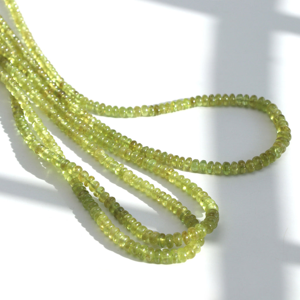 Sphene Smooth Roundel Beads, 3 mm to 6 mm, Sphene Roundel Beads - Gem Quality , 8 Inch/ 16 Inch/ 18 Inch Full Strand, Price Per Strand - National Facets, Gemstone Manufacturer, Natural Gemstones, Gemstone Beads