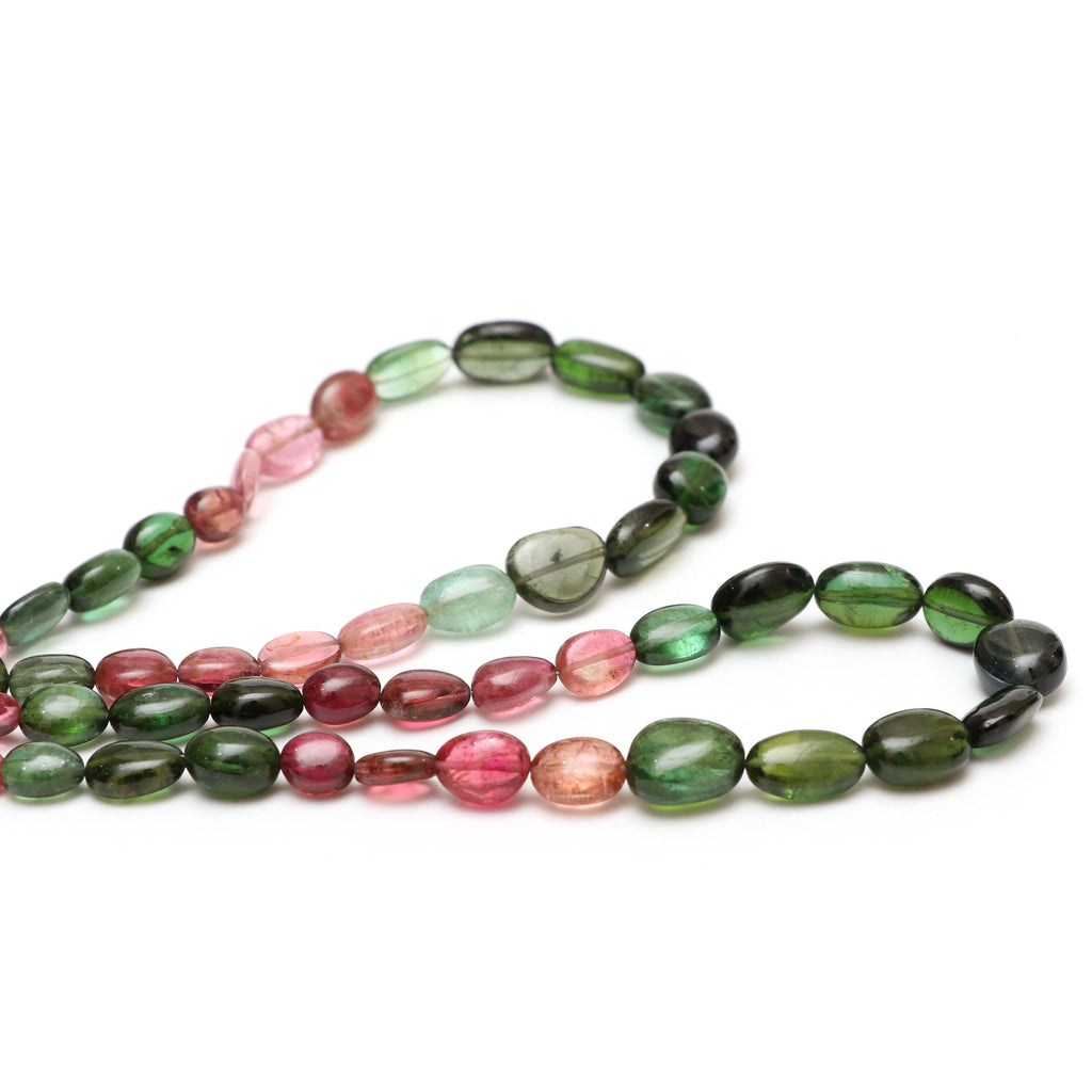 Natural Multi Tourmaline Smooth Tumble Beads | Unique Tourmaline | 7.5x9 mm to 9.5x13.5 mm | 8 Inch/ 18 Inch Full Strand | Price Per Strand - National Facets, Gemstone Manufacturer, Natural Gemstones, Gemstone Beads