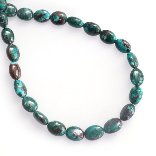 Natural Chrysocolla Smooth Oval Shape Beads, 6.5x8 mm To 7x9.5 mm, Chrysocolla Jewelry Making Beads, 8 Inch Strand, Price Per Strand