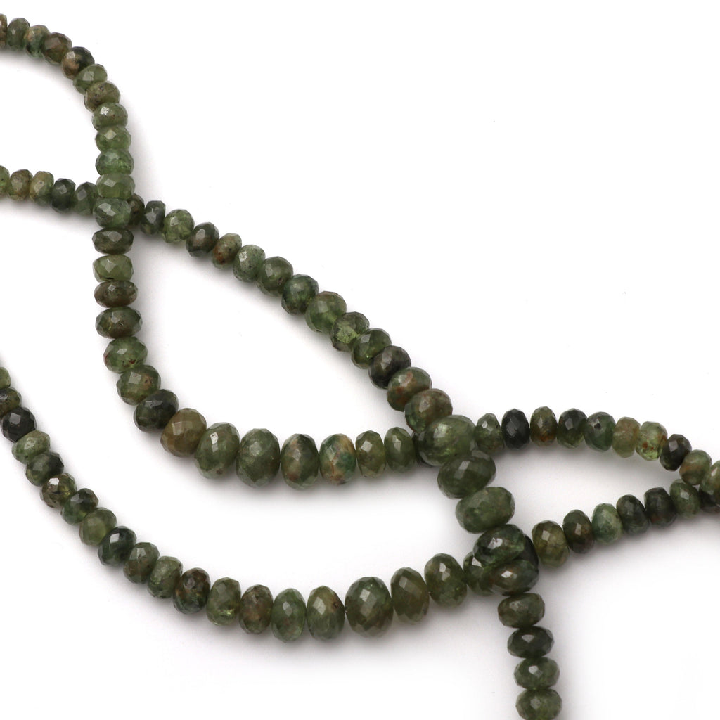 Demantoid Garnet Faceted Roundel Beads - 4 mm to 8 mm - Demantoid Garnet Beads - Gem Quality , 8 Inch/ 20 Cm Full Strand, Price Per Strand - National Facets, Gemstone Manufacturer, Natural Gemstones, Gemstone Beads