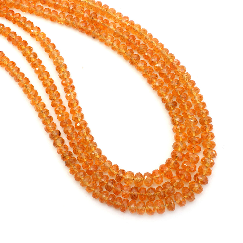Spessartite Faceted Roundel Beads- 3.5mm to 5mm - Spessartite Roundel Beads - Gem Quality , 8 Inch/16 Inch Full Strand, Price Per Strand - National Facets, Gemstone Manufacturer, Natural Gemstones, Gemstone Beads