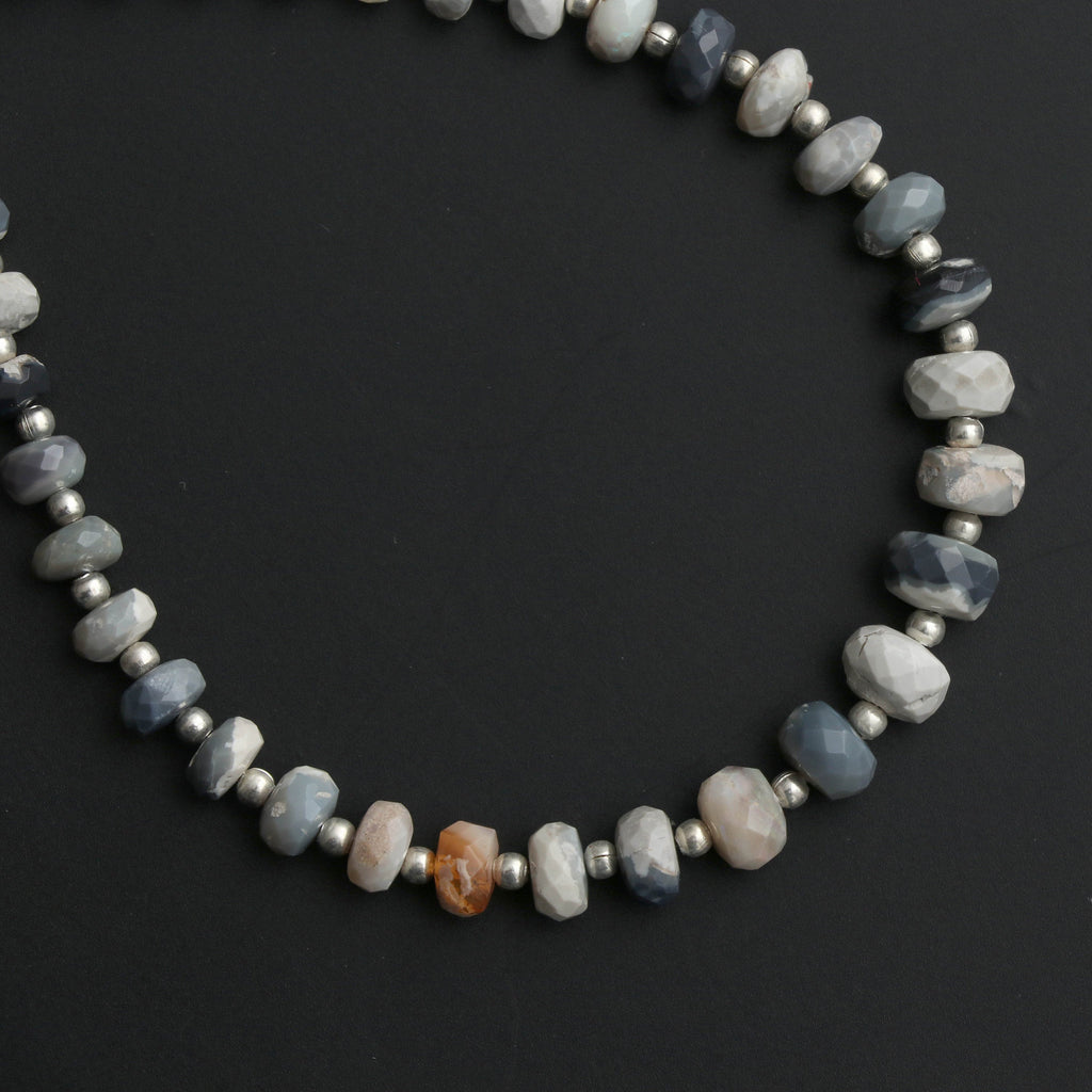 Natural Australian Opal Faceted Roundel Beads, Australian Opal, Australian Roundel -5 mm to 7 mm - Jewelry making | 8" inch strand - National Facets, Gemstone Manufacturer, Natural Gemstones, Gemstone Beads