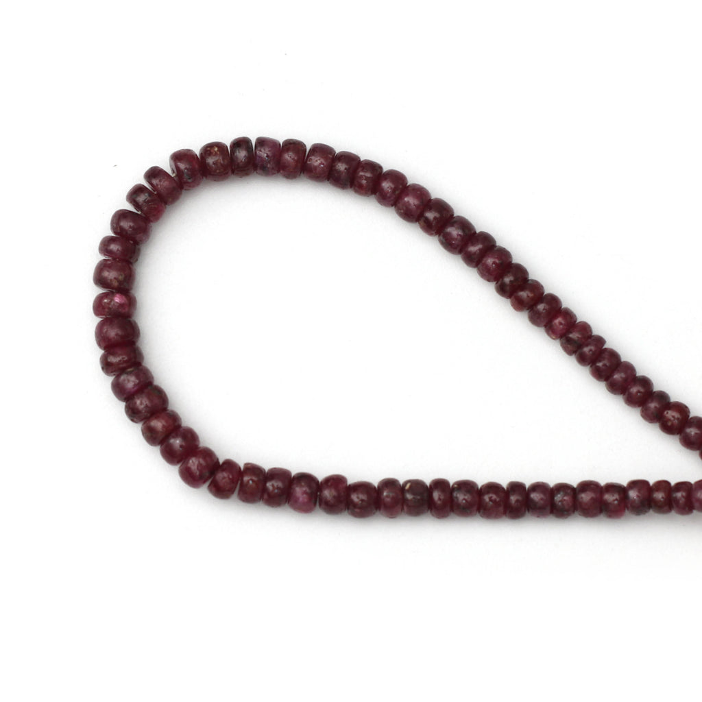 Ruby Smooth Roundel Beads,3.5 mm to 6 mm, Ruby Plain Beads - Gem Quality , 8 Inch/ 20 Cm Full Strand, Price Per Strand - National Facets, Gemstone Manufacturer, Natural Gemstones, Gemstone Beads