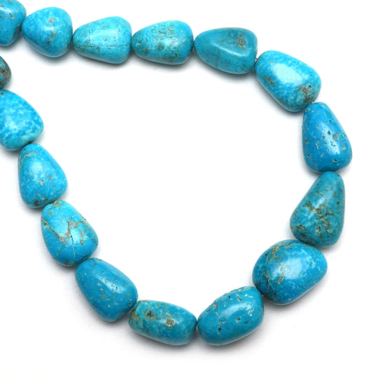 ターコイズ スムース タンブル ビーズ、7.5x11 mm ～ 14x18 mm、ターコイズ ジュエリー メイキング ビーズ、20 インチ フル ストランド、1 ストランドあたりの価格