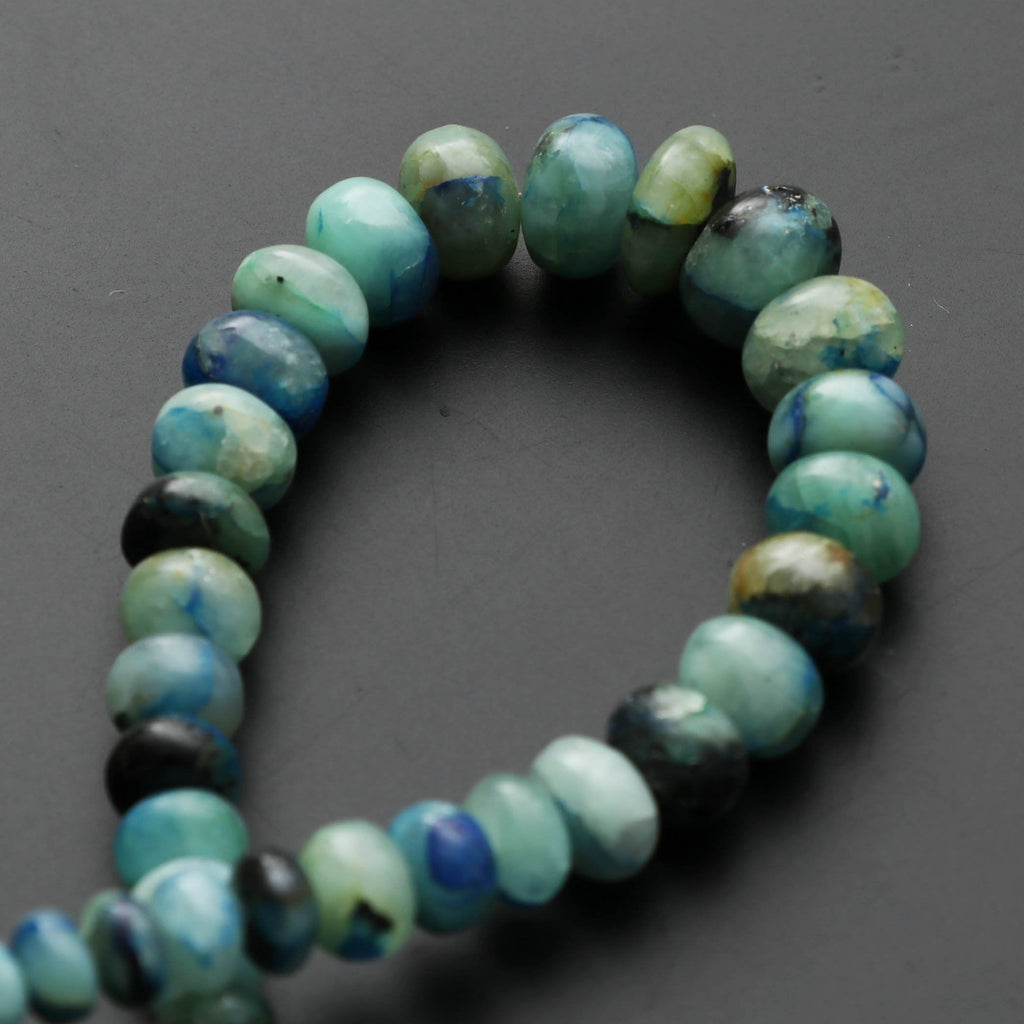 Azurite Feldspar Smooth Roundel Beads, Azurite Beads - 5mm to 10mm - Feldspar Azurite - Gem Quality, 6.5 Inch, Price Per Strand - National Facets, Gemstone Manufacturer, Natural Gemstones, Gemstone Beads