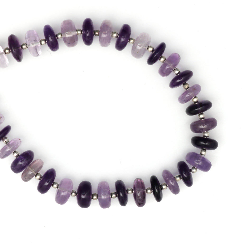 Amethyst Natural Shaded Roundel Smooth Beads, 9 mm to 9.5 mm, Amethyst Shaded Beads, Amethyst Strand, 8 Inch, Price Per Strand - National Facets, Gemstone Manufacturer, Natural Gemstones, Gemstone Beads