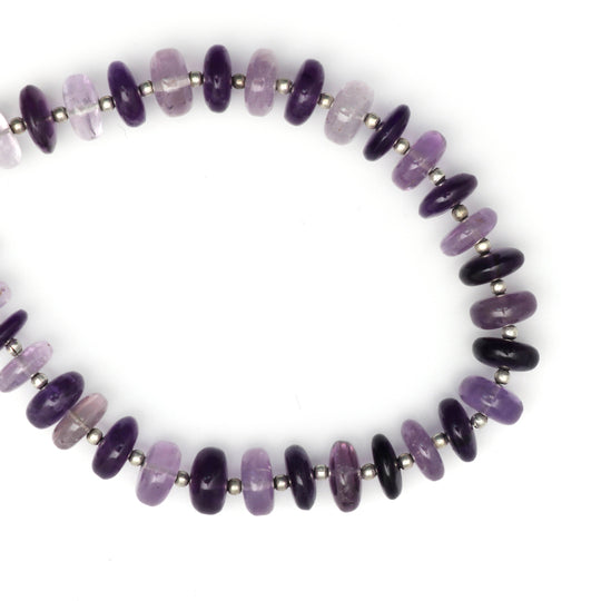 Amethyst Natural Shaded Roundel Smooth Beads, 9 mm to 9.5 mm, Amethyst Jewelry Making Beads, 8 Inch, Price Per Strand