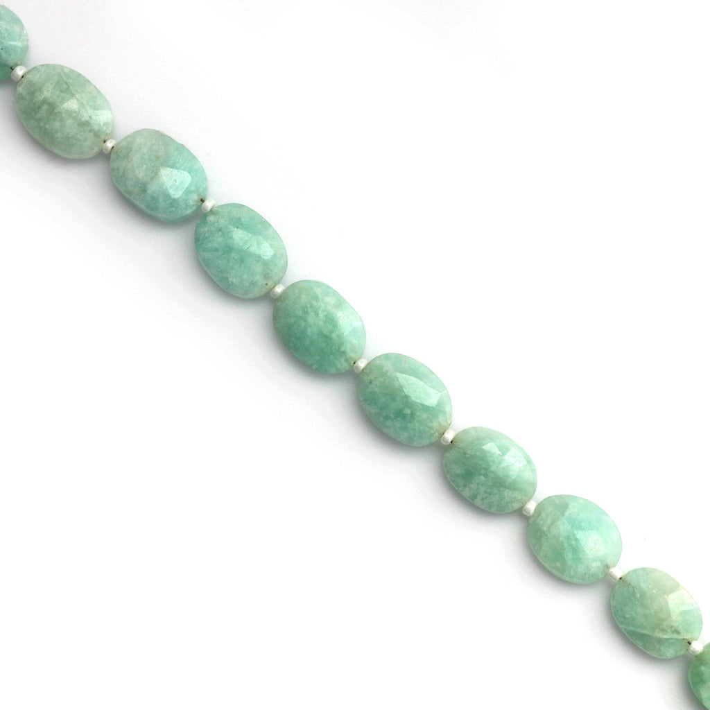 Amazonite Faceted Oval Beads, 5x9.5 MM to 4x10.5 MM, Amazonite, 8 Inch ,Price Per Strand - National Facets, Gemstone Manufacturer, Natural Gemstones, Gemstone Beads