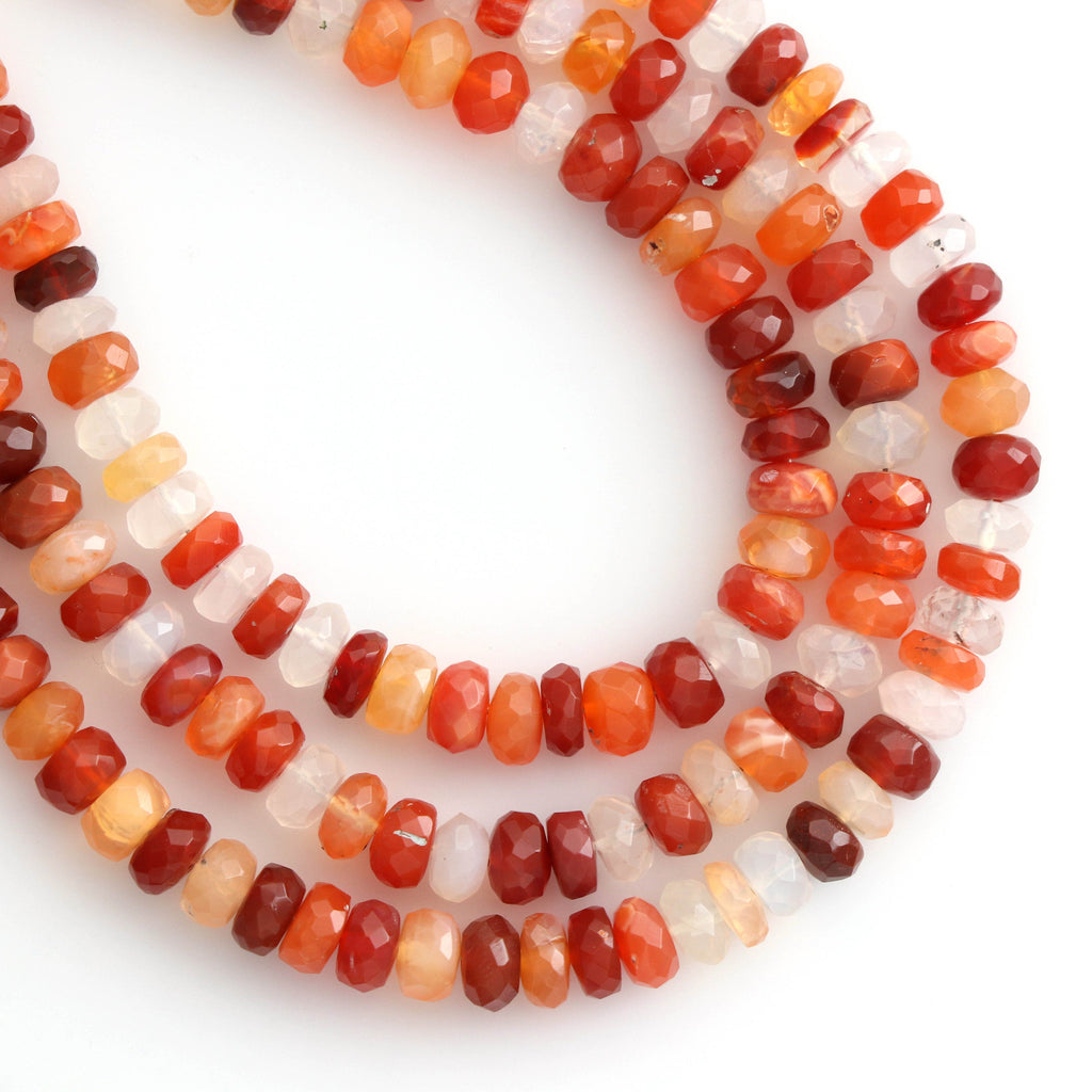 Natural Fire Opal Shaded Faceted Rondelle Beads | Shaded Opal Beads | Mexican Fire Opal Beads | 5 to 6 mm | 18" inches - National Facets, Gemstone Manufacturer, Natural Gemstones, Gemstone Beads