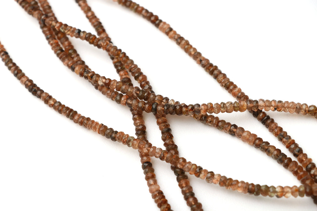 Andalusite Faceted Roundel Beads - 3.5 mm to 5 mm -Andalusite Beads - Gem Quality , 18 Inch Full Strand, Price Per Strand - National Facets, Gemstone Manufacturer, Natural Gemstones, Gemstone Beads