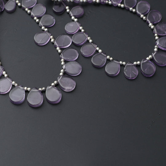 Amethyst Smooth Flat Pears Beads, - 6x8 mm to 9x11 mm - Amethyst Jewelry Making Beads , 20 Cm/ 8 Inch Full Strand, Price Per Strand