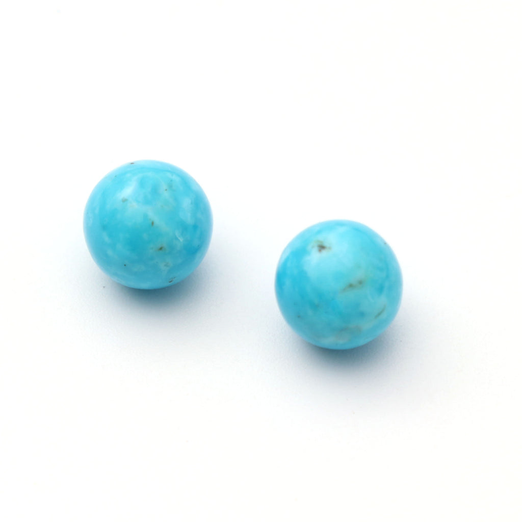 Natural Turquoise Smooth Balls Round Gemstone ,8mm Balls , Cabochon Round , Jewelry Making ,Price Per Pair (2pcs) - National Facets, Gemstone Manufacturer, Natural Gemstones, Gemstone Beads