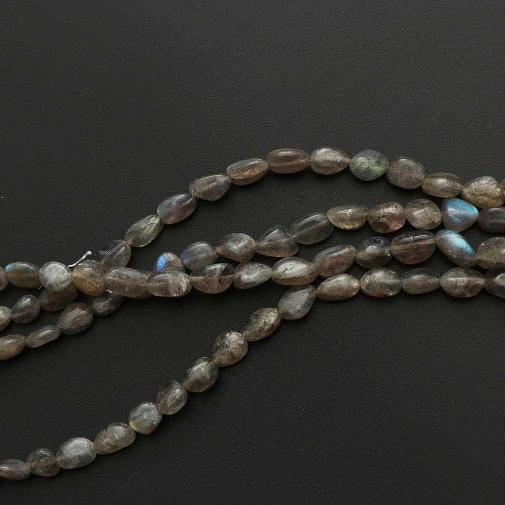 Labradorite Smooth Tumble Nuggets Beads, 4.5x6.5 mm to 6x10.5 mm, Labradorite Strand, 8 Inch / 16 Inch Full Strand, Price Per Strand - National Facets, Gemstone Manufacturer, Natural Gemstones, Gemstone Beads