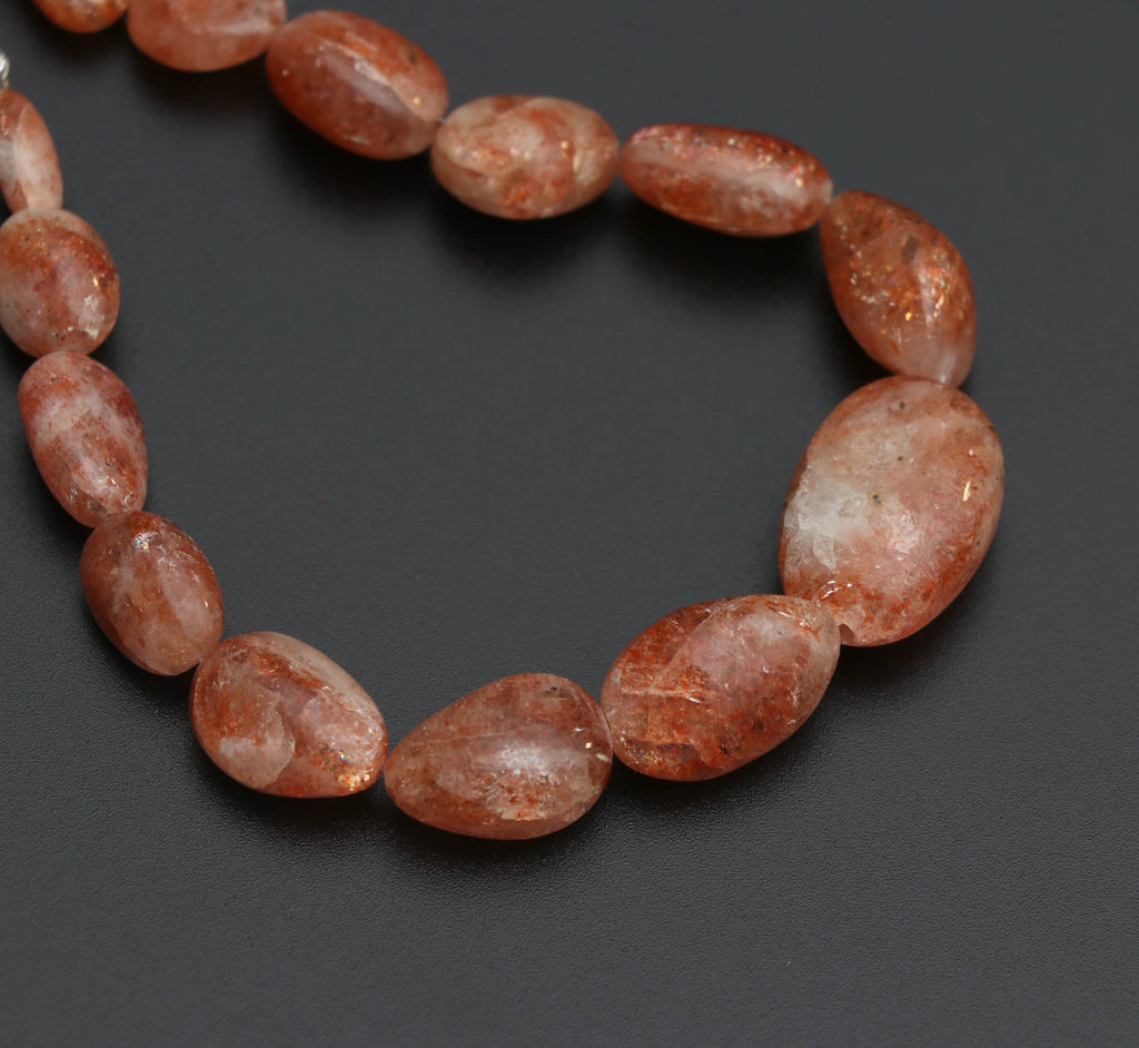 Sunstone Smooth Tumble Beads, Sunstone Tumble - 7x11 mm to 15x20 mm - Sunstone - Gem Quality , 8 Inch/ 20 Cm Full Strand, Price Per Strand - National Facets, Gemstone Manufacturer, Natural Gemstones, Gemstone Beads