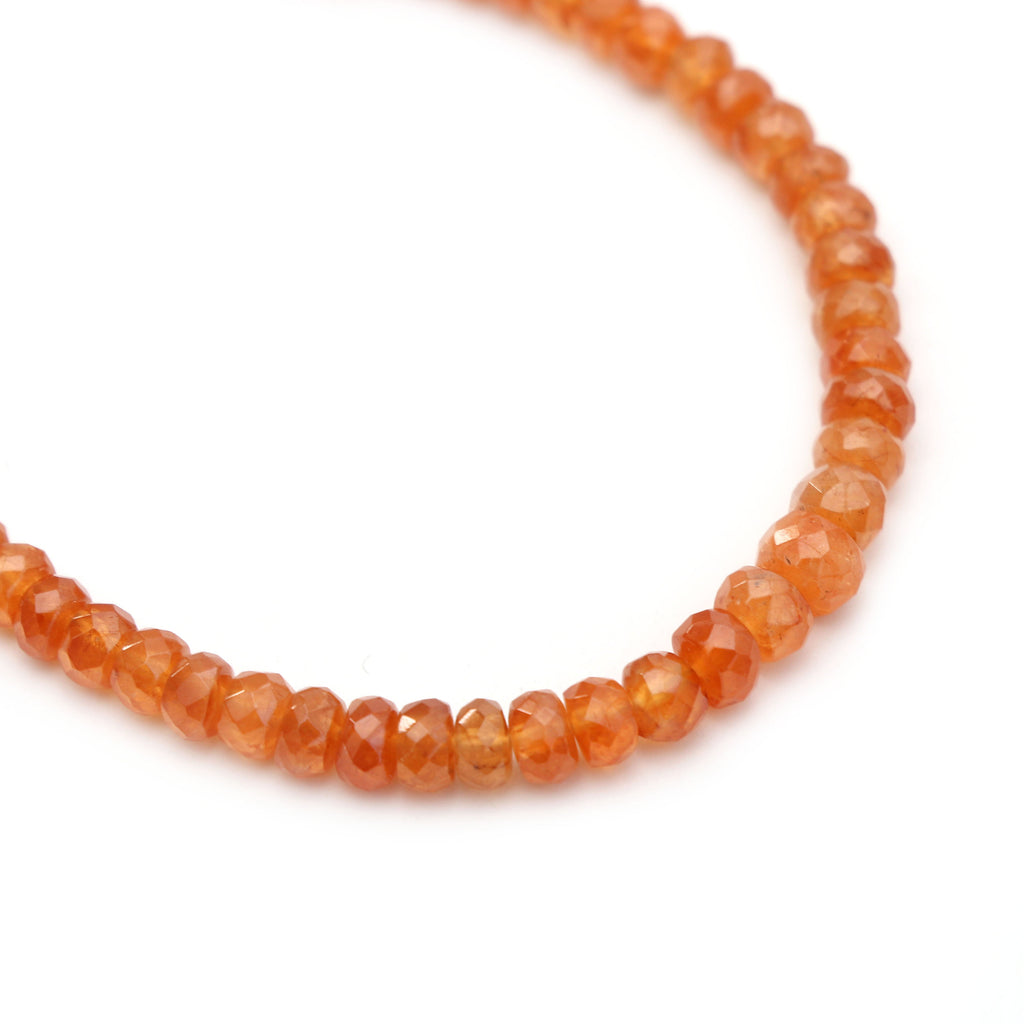 Spessartite Faceted Roundel Beads - 3.5mm to 6mm - Spessartite Roundel Beads - Gem Quality , 8 Inch/16 Inch Full Strand, Price Per Strand - National Facets, Gemstone Manufacturer, Natural Gemstones, Gemstone Beads