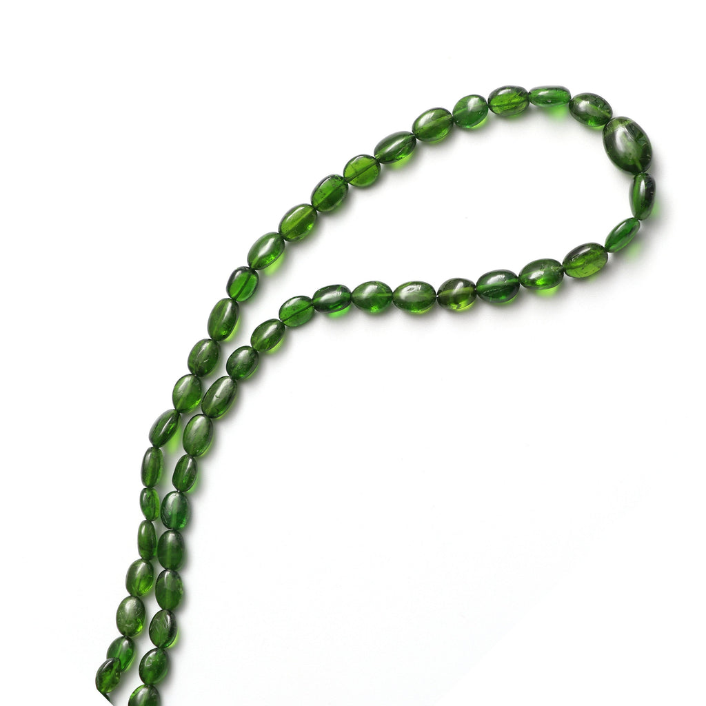 Natural Chrome Diopside Oval Smooth Beads, 5x4 mm to 8x6 mm, Chrome Diopside - Gem Quality , 18 Inch/ 46 Cm Full Strand, Price Per Strand - National Facets, Gemstone Manufacturer, Natural Gemstones, Gemstone Beads