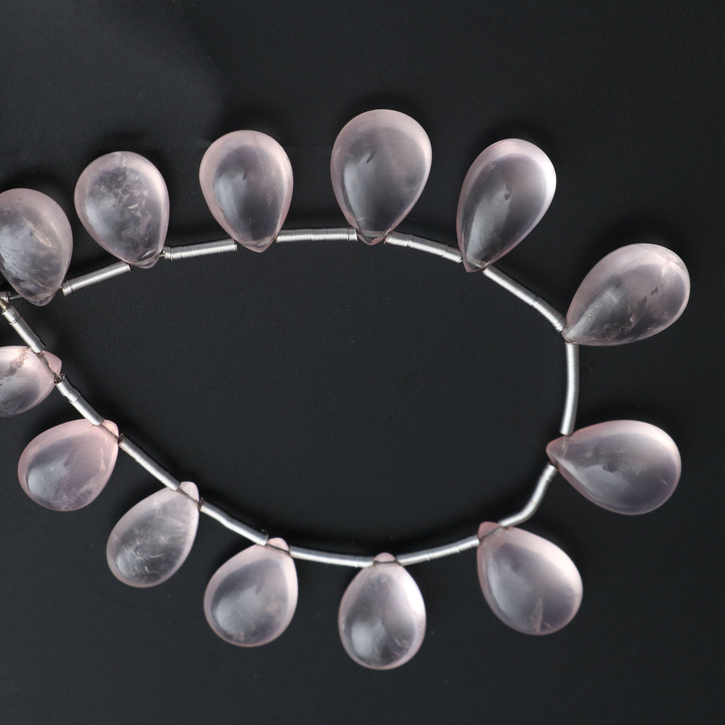 Rose Quartz Smooth Pears Beads- 8x11 mm to 12x16 mm - Rose Quartz Beads - Gem Quality , 18 Cm Full Strand, Price Per Strand - National Facets, Gemstone Manufacturer, Natural Gemstones, Gemstone Beads