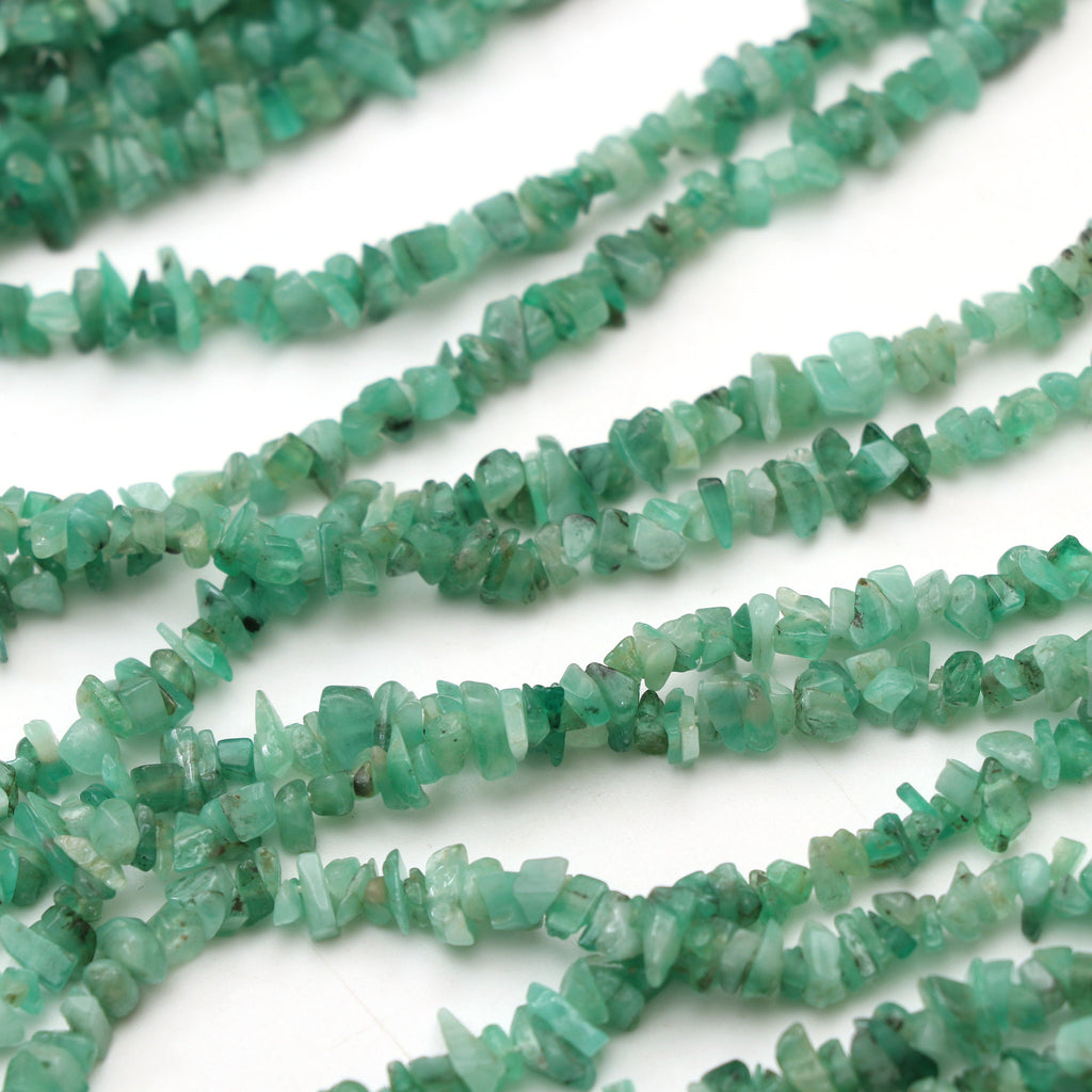 Natural Emerald Smooth Nuggets Beads | 4x5 mm to 4x7 mm | Necklace for Women | 34 Inch Full Strand | Pack of 5 Strands - National Facets, Gemstone Manufacturer, Natural Gemstones, Gemstone Beads
