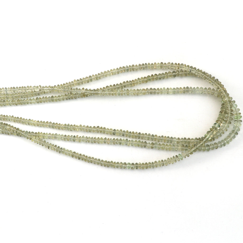 Green Aquamarine Smooth Roundel Beads, 4 mm to 5.5 mm, Green Aquamarine Roundel Beads, - Gem Quality , 8 Inch/16 Inch, Price Per Strand - National Facets, Gemstone Manufacturer, Natural Gemstones, Gemstone Beads