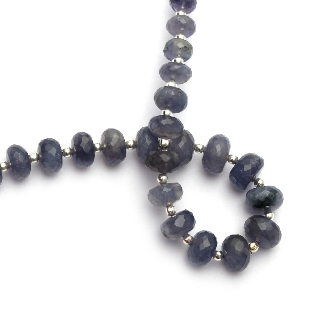 Iolite Sunstone Roundel Faceted Beads With Metal Spacer Ball - 7.5mm to 9mm - Gem Quality, 8 Inch/20 Cm Full Strand ,Price Per Strand - National Facets, Gemstone Manufacturer, Natural Gemstones, Gemstone Beads