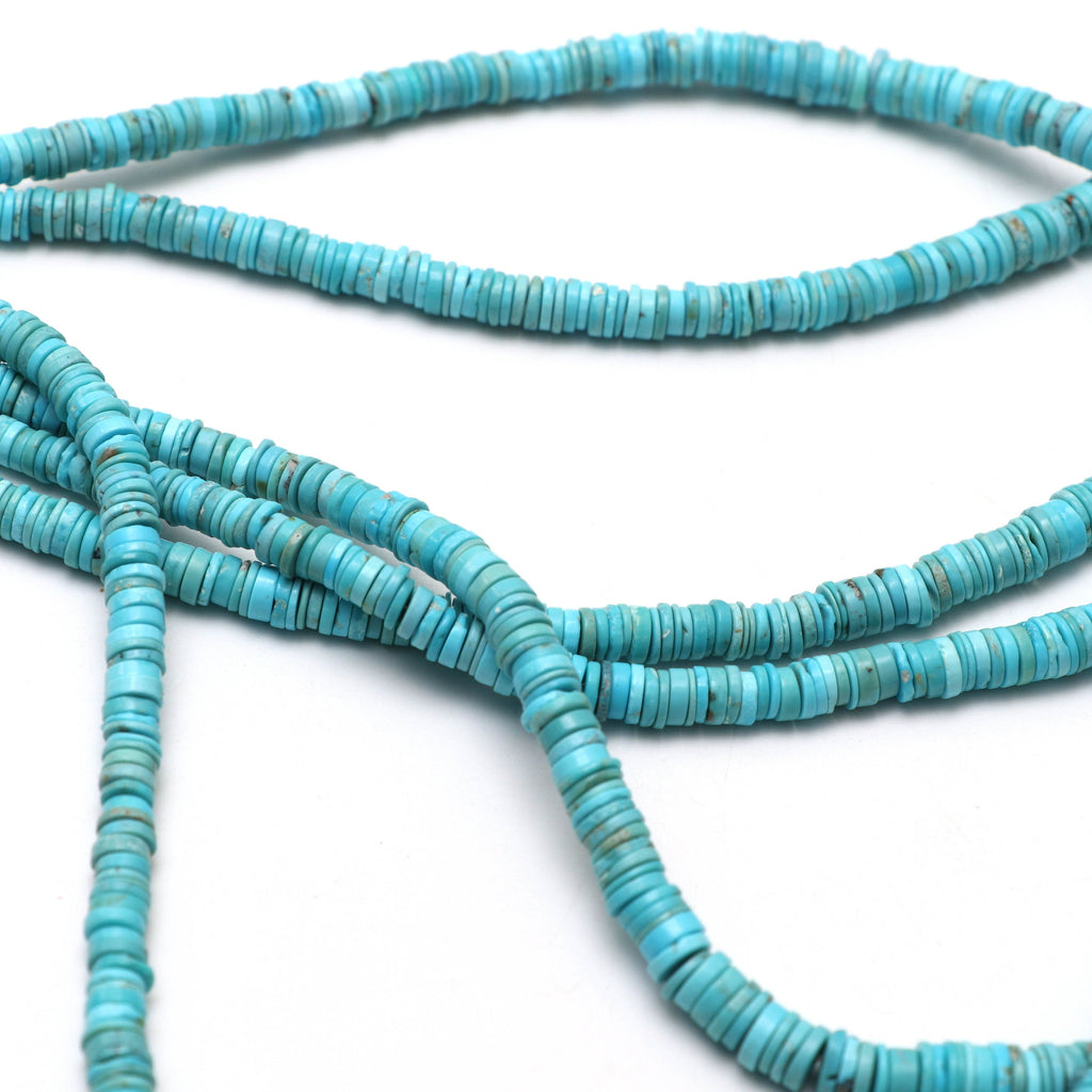 Turquoise Smooth Tyre Beads- 5 mm to 10 mm - Turquoise Coin - Gem Quality , 8 Inch/ 18 Inch Full Strand, Price Per Stand - National Facets, Gemstone Manufacturer, Natural Gemstones, Gemstone Beads