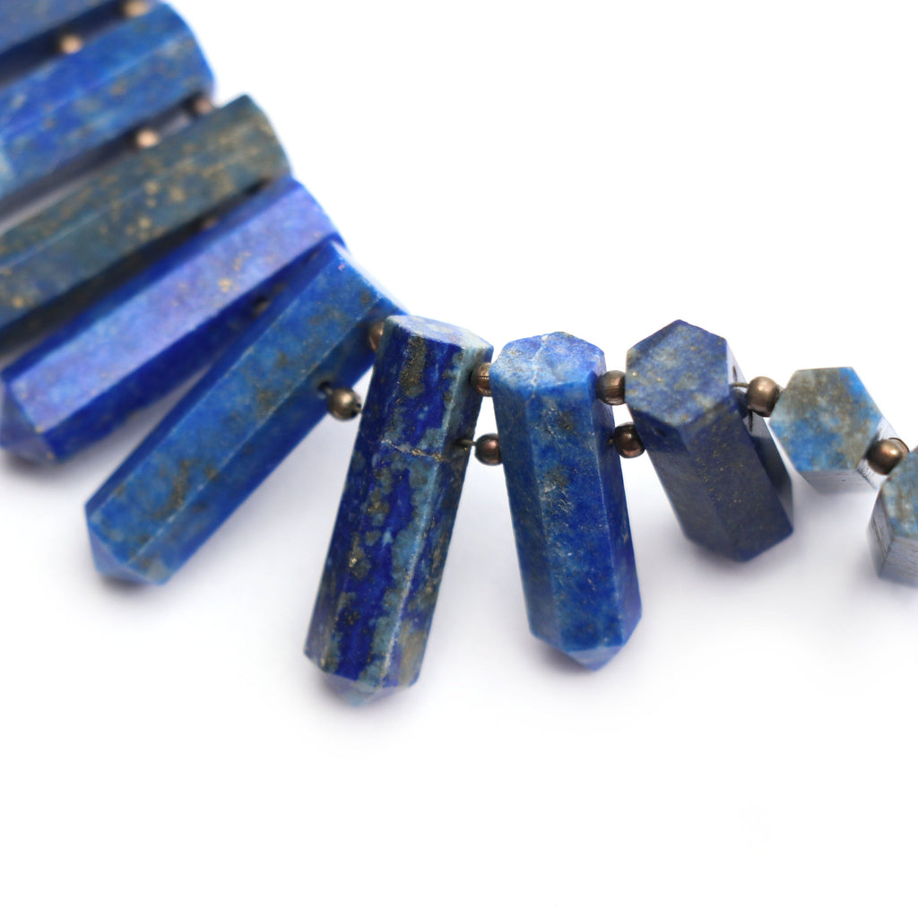 Lazuli Lapis Faceted Cut Gemstone Bullet Beads, 10x6 mm to 24x5 mm,Lazuli Lapis Bullet Point,Lazuli Lapis Cut, 6 Inch, Price Per Strand - National Facets, Gemstone Manufacturer, Natural Gemstones, Gemstone Beads