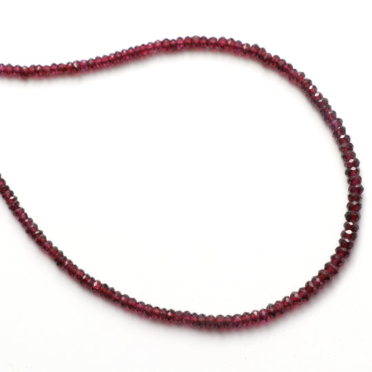 Garnet Faceted Roundel Beads, 3 mm to 4 mm, Garnet Jewelry Making Beads, 18 Inch/ 46 Cm Full Strand, Price Per Strand