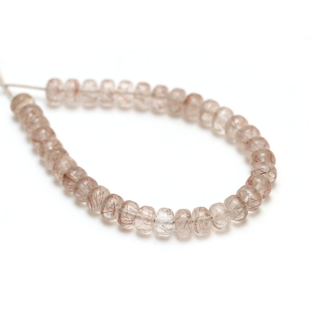 Golden Rutile Smooth Rondelle Beads | 8 mm | Golden Rutile Beads | 8 Inch/ 16 Inch Full Strand | Price Per Strand - National Facets, Gemstone Manufacturer, Natural Gemstones, Gemstone Beads