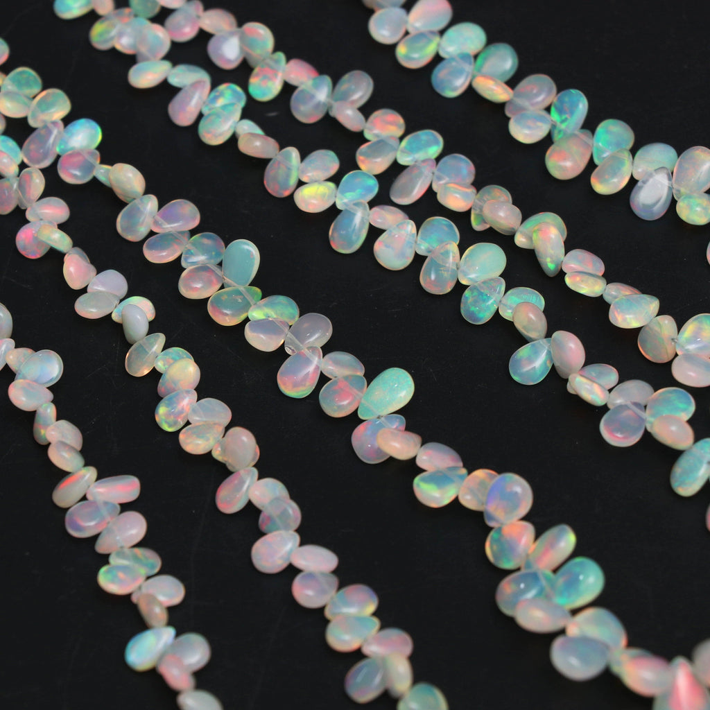 Natural Ethiopian Opal Smooth Pear Beads | 4x5.5 mm to 7x10 mm | Opal Pear Gemstone | 8 Inches/ 16 Inches Full Strand | Price Per Strand - National Facets, Gemstone Manufacturer, Natural Gemstones, Gemstone Beads