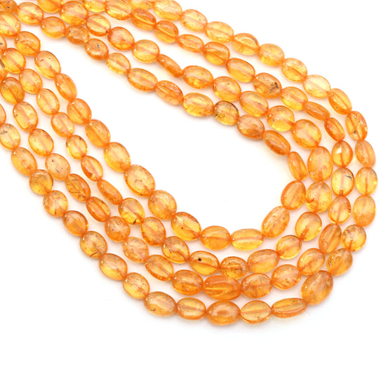 スペサルタイト スムース オーバル ビーズ - 3.5x4.5 MM ～ 5.5x7 MM - スペサルタイト ジュエリーメイキング ビーズ - 8 インチ/16 インチ フル ストランド、1 ストランドあたりの価格