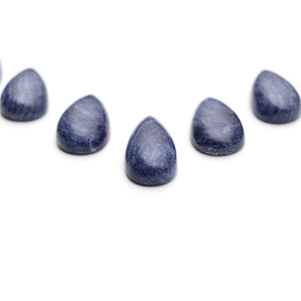 AAA Quality Natural Denim Quartz Smooth Pear Cabochon Gemstone | 15x25 mm to 17x35 mm | Gemstone Cabochon | Set of 7 Pieces - National Facets, Gemstone Manufacturer, Natural Gemstones, Gemstone Beads