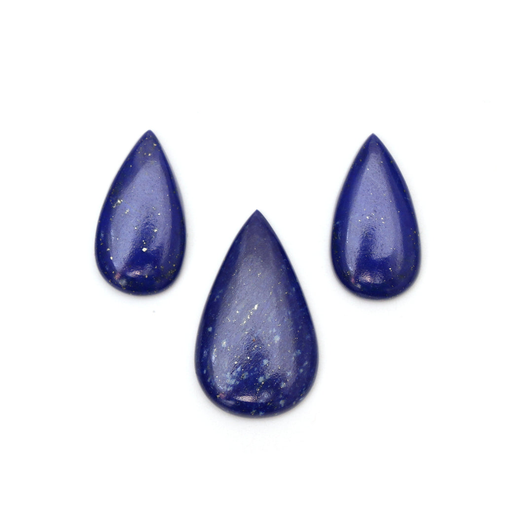 AAA Quality Natural Lapis Smooth Pear Cabochon Gemstone | 14x25 mm to 18x31 mm | Gemstone Cabochon | Set of 3 Pieces - National Facets, Gemstone Manufacturer, Natural Gemstones, Gemstone Beads