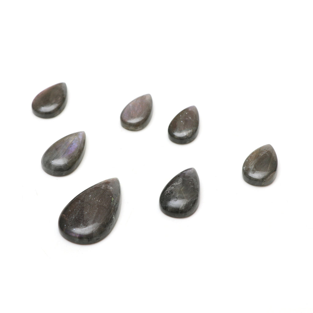 AAA Quality Natural Labradorite Smooth Pear Cabochon Gemstone | 15x27 mm to 25x45 mm | Gemstone Cabochon | Set of 7 Pieces - National Facets, Gemstone Manufacturer, Natural Gemstones, Gemstone Beads