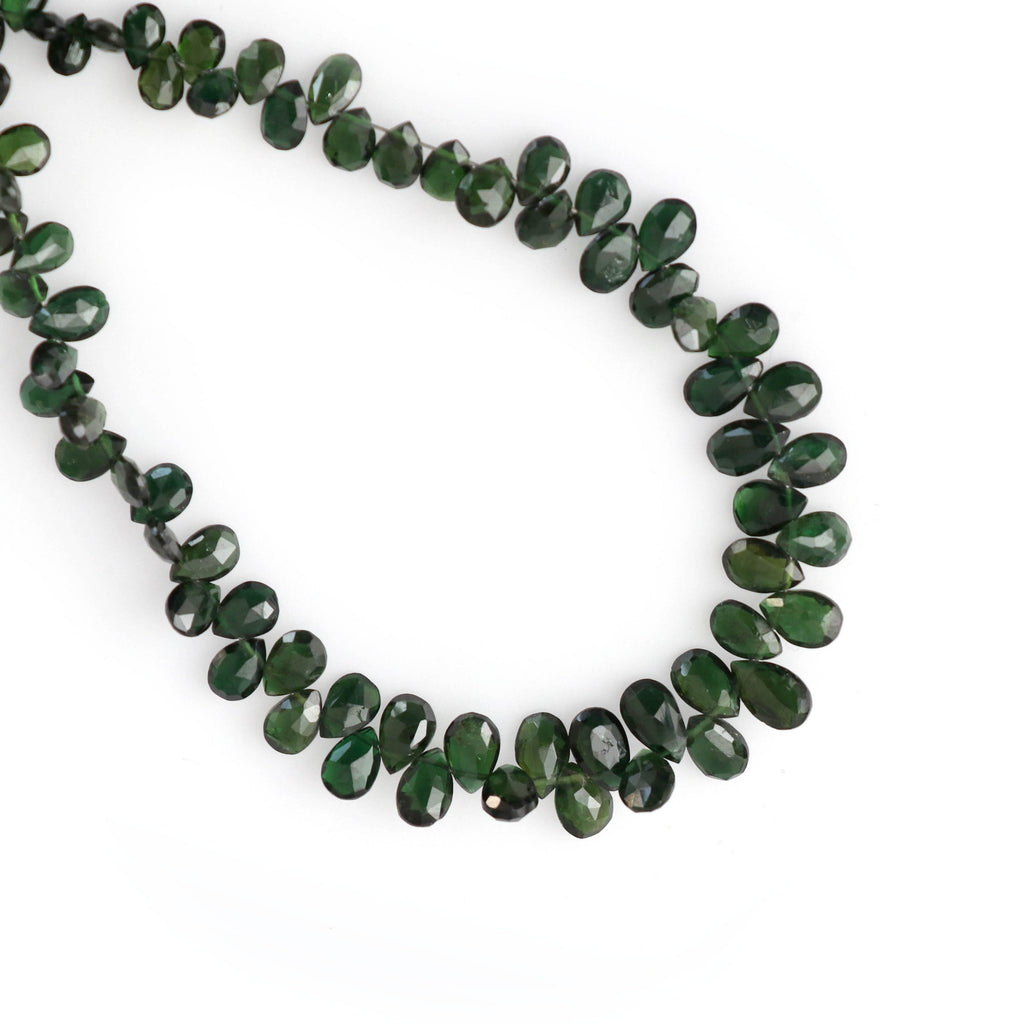 Chrome Tourmaline Faceted Pear Beads, 3x4.5 mm to 4.5x7 mm, Chrome Tourmaline Faceted Gemstone, 8 inch, Price Per Strand - National Facets, Gemstone Manufacturer, Natural Gemstones, Gemstone Beads