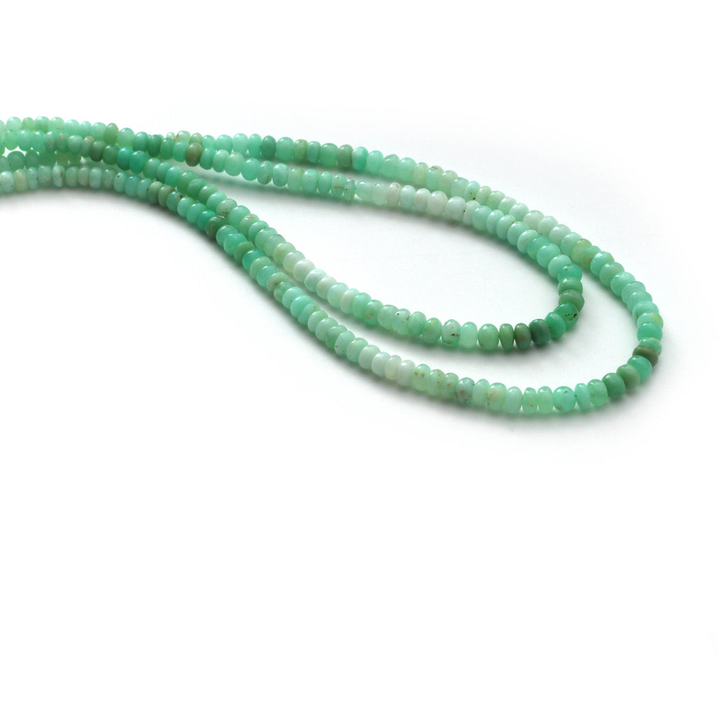 Green Opal Smooth Roundel Shape Beads, 4 mm to 6 mm, Green Opal Beads,- Gem Quality , 8 Inch / 16 Inch Full Strand, Price Per Strand - National Facets, Gemstone Manufacturer, Natural Gemstones, Gemstone Beads