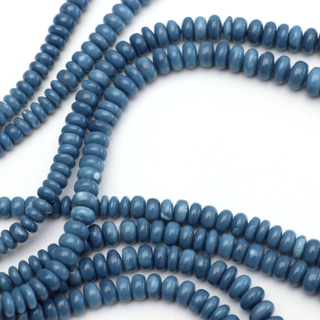 Blue Opal Smooth Roundel Beads, 5.5 mm to 10 mm, Blue Opal Roundel, Blue Opal Smooth, - Gem Quality , 8 Inch/18 Inch, Price Per Strand - National Facets, Gemstone Manufacturer, Natural Gemstones, Gemstone Beads