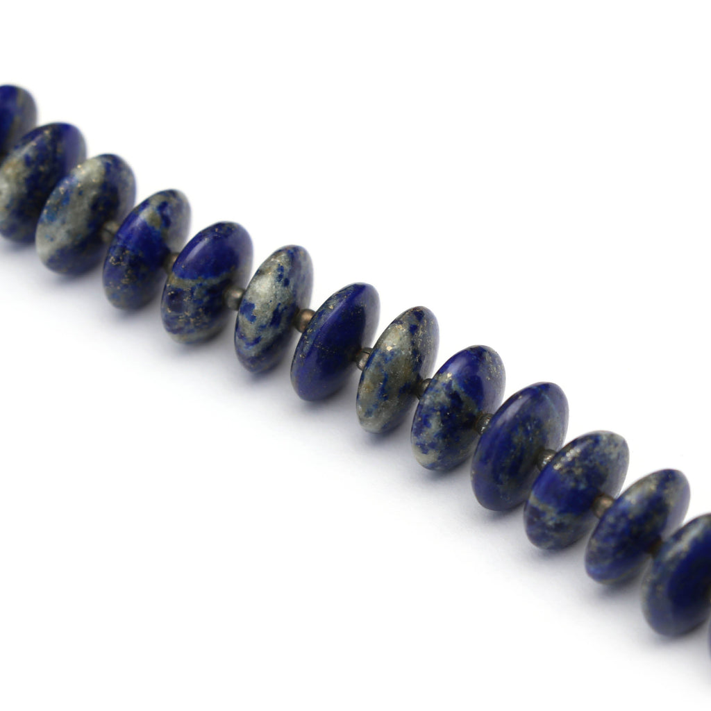 Natural Lapis Lazuli Smooth Saucer Beads- 12 mm - Lapis Lazuli Saucer, Lapis German Cut Beads - Gem Quality , 8 Inch, Price Per Strand - National Facets, Gemstone Manufacturer, Natural Gemstones, Gemstone Beads