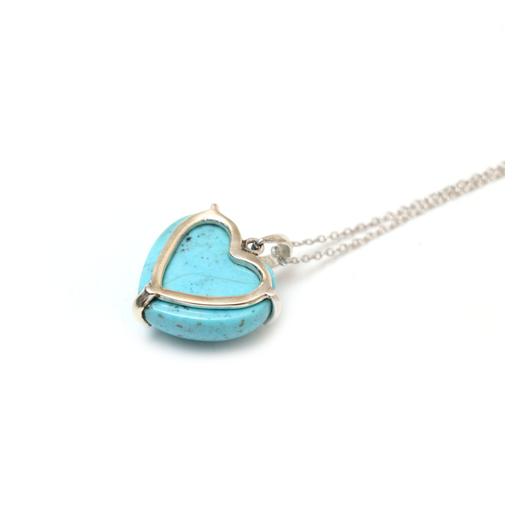 Turquoise Smooth Heart Gemstone Prong Pendant | 925 Sterling Silver Plated | Gift For Mom | Price Per Pendant - National Facets, Gemstone Manufacturer, Natural Gemstones, Gemstone Beads