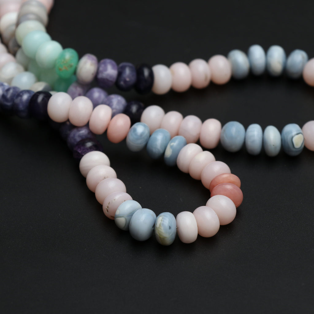 Multi Opal Smooth Rondelle Beads | 10 mm to 11 mm | Multi Opal Smooth Rondelle | Gem Quality | 8 Inch/ 18 Inch | Price Per Strand - National Facets, Gemstone Manufacturer, Natural Gemstones, Gemstone Beads