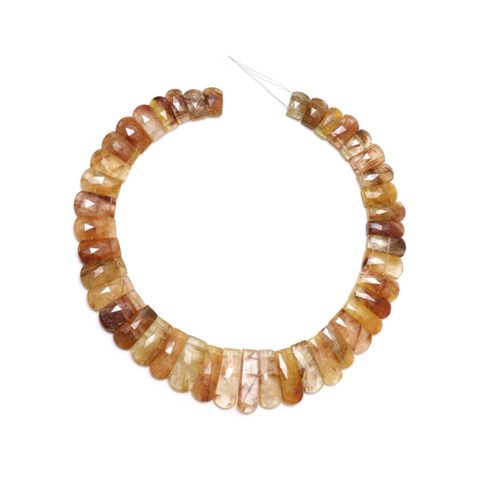 Natural Golden Rutile Faceted Slice Layout Beads, 16x12 mm to 35x13 mm, Golden Rutile Jewelry Making Beads, 17 Inch Full Strand, Price Per Strand