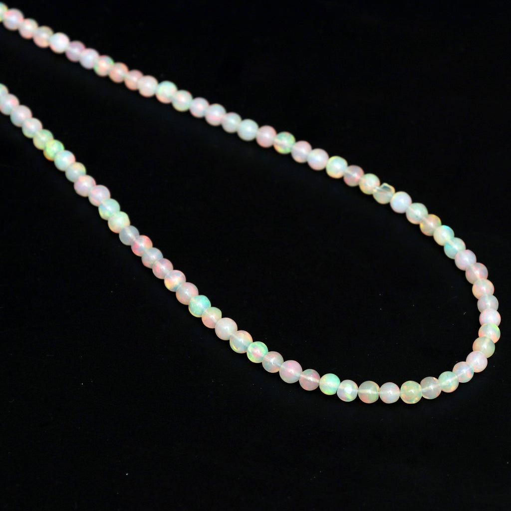 Natural Ethiopian Opal Smooth Round Balls Beads - 4.5 mm- Gem Quality , 8 Inches / 18 Inches Full Strand, Price Per Strand - National Facets, Gemstone Manufacturer, Natural Gemstones, Gemstone Beads