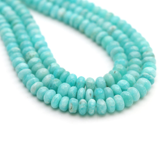 Amazonite smooth rondelle beads, 3.5 mm to 7 mm, Amazonite jewelry making beads, Rondelle shape amazonite, 18 inches strand, Price per strand
