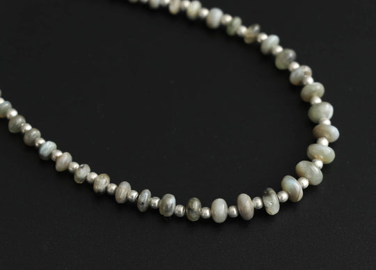 Cat's Eye Smooth Beads With Metal Spacer Balls - 3 mm to 6 mm - Cat's Eye Jewelry Making Beads, 8 Inch/ 20 Cm Full Strand, Price Per Strand